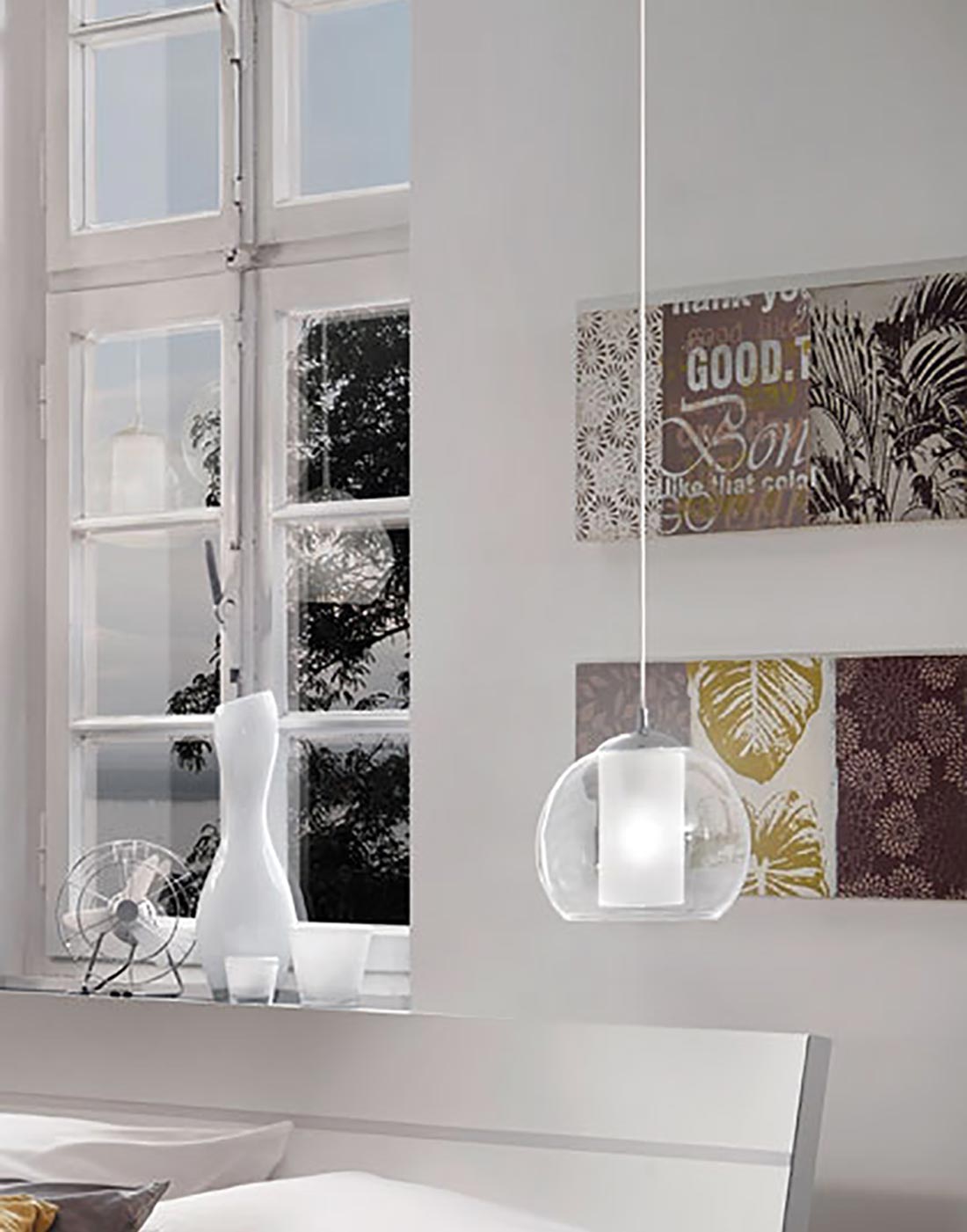 Glass pendants in the bedroom BOLSANO 92761
