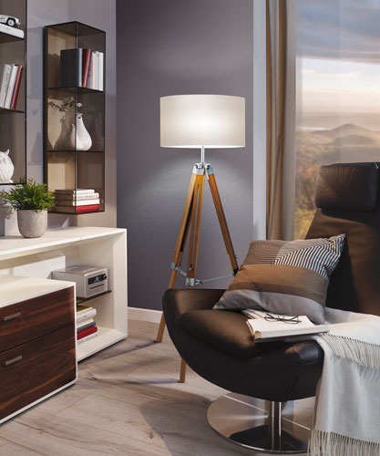 Wooden floor lamp in the living area LANTADA 94324